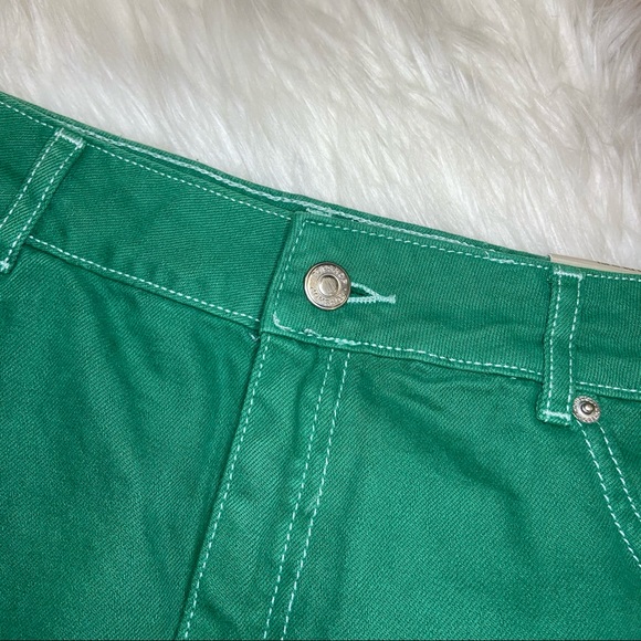 TOPSHOP Moto Green Jean Mini Skirt - Picture 6 of 11